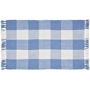 My Texas House Blue & White Gingham Fringe Layering Rug - Walmart